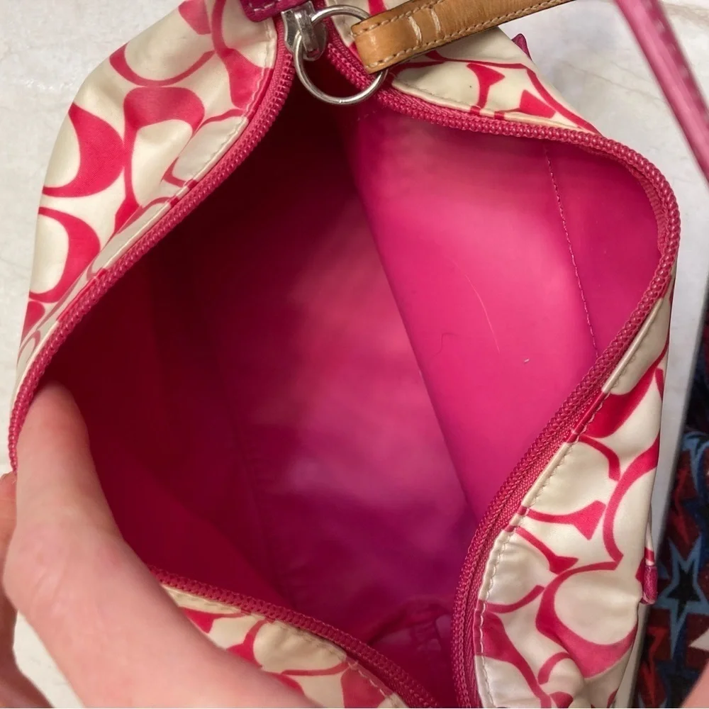 Coach vintage y2k white and pink signature satin mini bag